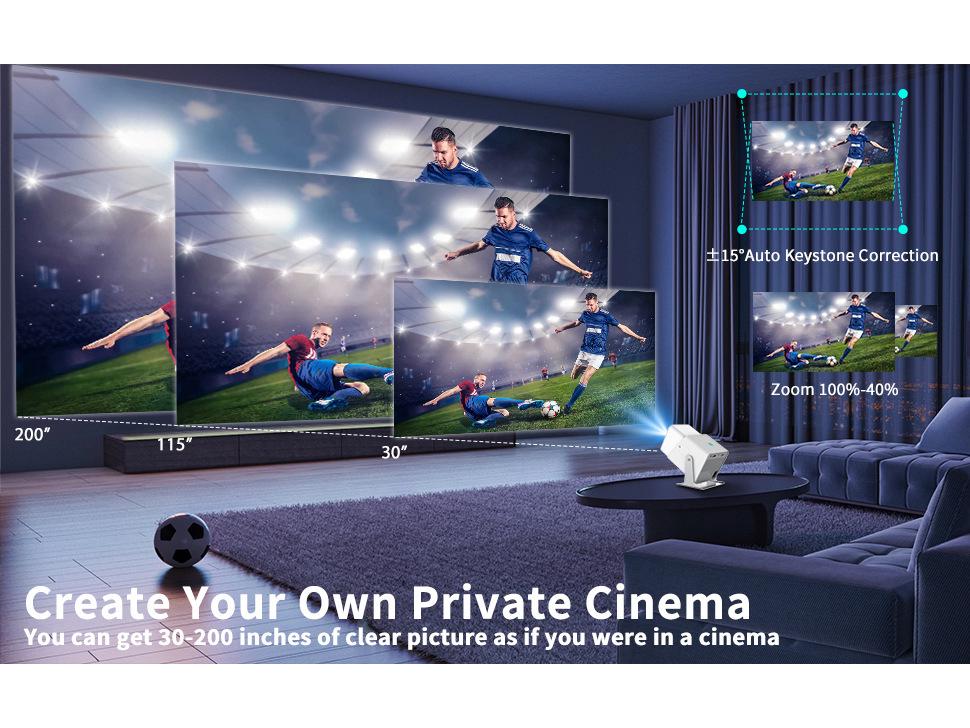 Lebeite Portable Mini HD Projector for Home, Dorm, and Bedroom – Mobile Phone Screen Mirroring with Gimbal Feature