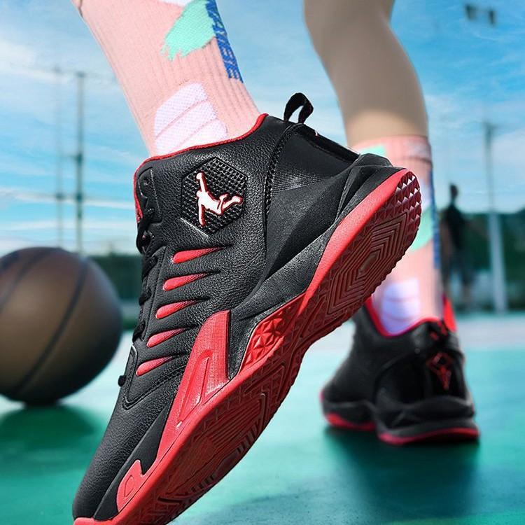 Putian actual combat basketball sports shoes leather surface non-slip shock absorption middle school student sports shoes middle help casual tide