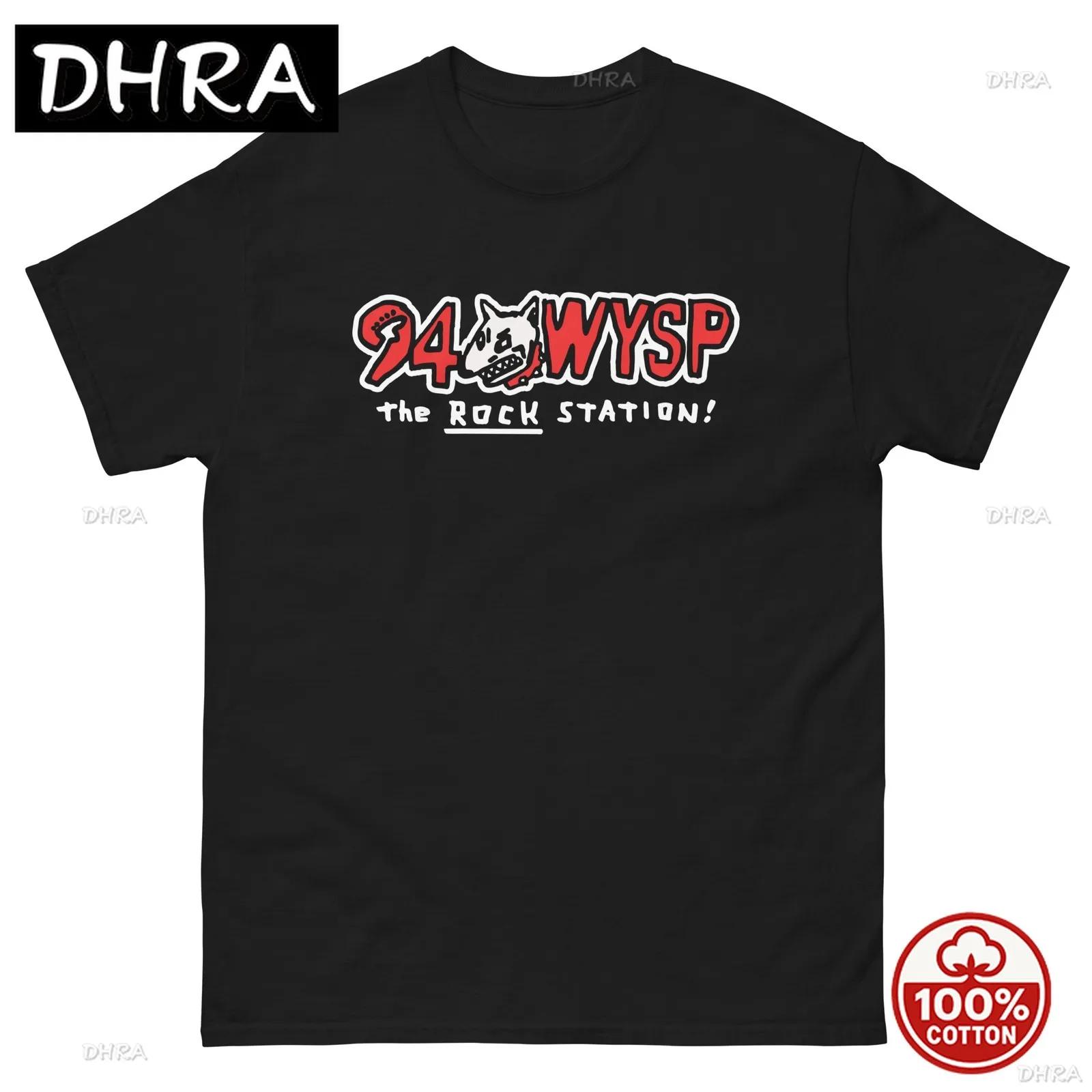94 WYSP The Rock Station Black T Shirt Unisex Classic Tee Featuring Camisetas Mujer for Daily Wear Cotton Tee Tops Shirt Funny S