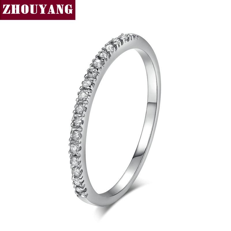 ZHOUYANG Wedding Ring For Women Man Concise Classical Multicolor Mini Cubic Zirconia Rose Gold Color Gift Fashion Jewelry R251