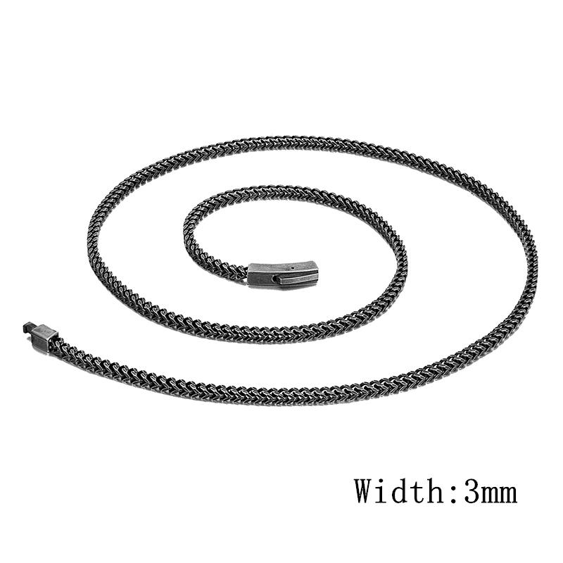 Vintage Oxidized Matte Black Stainless Steel Chain Necklace for Men Women Curb Cuban Link Chain Punk Choker Male Jewelry