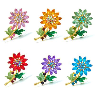 Fashion Rhinestone Brooch Creative Flowers Rhinestone Alloy Brooch Jewelry Clothing Accessories