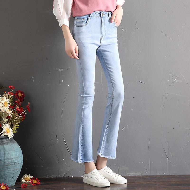 

Джинсы женские с высокой талией, девятиминутные черные брюки с микроклешом, весна и осень, новые тонкие универсальные женские брюки с широкими штанинами 29