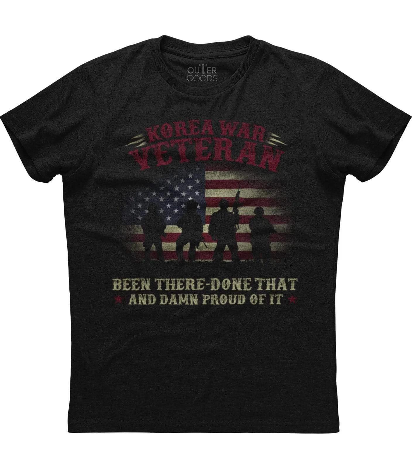 Korea War Veteran, USA Flag Printed Men s New Patriotic Trending Black T-shirt L