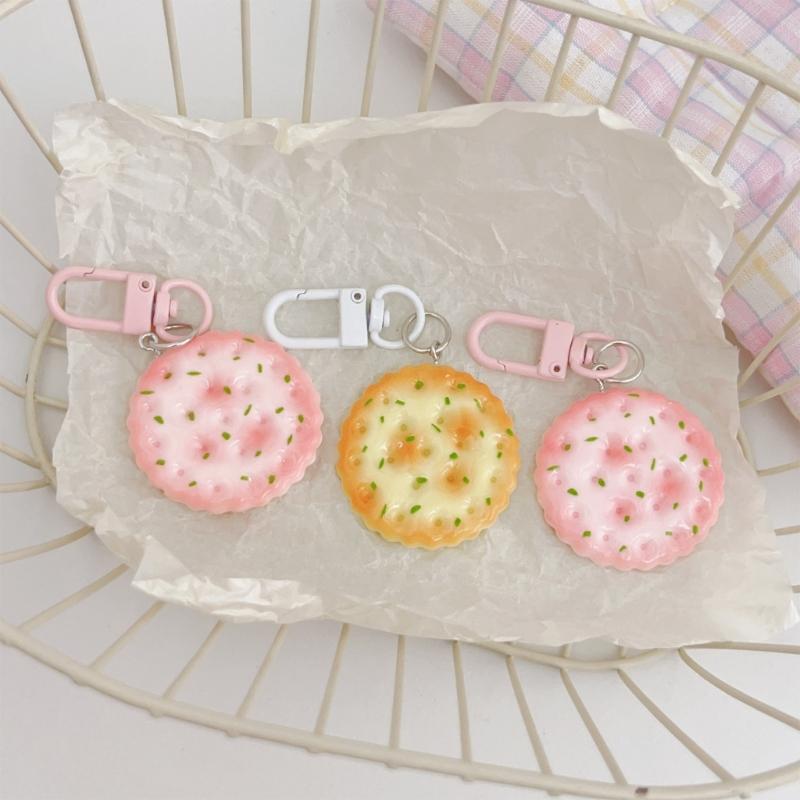 Delicious Looking Biscuit Keychain Jewelry Style Decoration Safe Material Key Rings Pendant Multiple Styles Gift