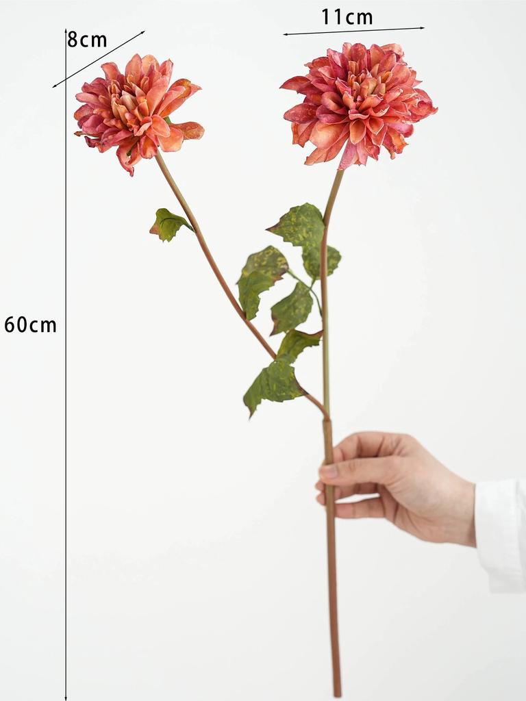 Jesienne Sztuczne Kwiaty Dalii Dekoracja Vintage Przypalane Krawędzie Jedwabne Kwiaty do Domu Dekoracja na Ślub Jesienna Tematyka Centralne Elementy