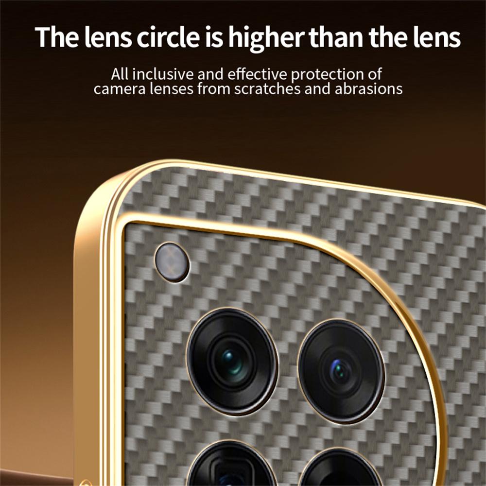 For OnePlus 12 5G Phone Case Carbon Fiber Textured Electroplated TPU Back Cover