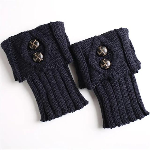Women Knitted Gaiters Leg Warmers for Autumn/Winter Lolita Sweet Girl Short Boot Cuffs Buttons Crochet  Lady Boot Knee High Boot