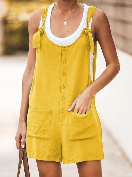 Women's Short Pants Suspenders Casual Loose Homewear Jumpsuit Rompers With Side Pockets Sleeveless Wide Leg Short Summer Beach Women's Clothing