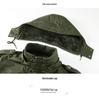 Men's Hooded Military-Style Washed Cotton Jacket with Velvet Lining