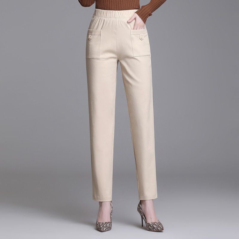 Spring Autumn Thin Office Lady Casual Pants Korean New Women Clothing Fashion Elastic High Waist Solid Loose Straight Trousers