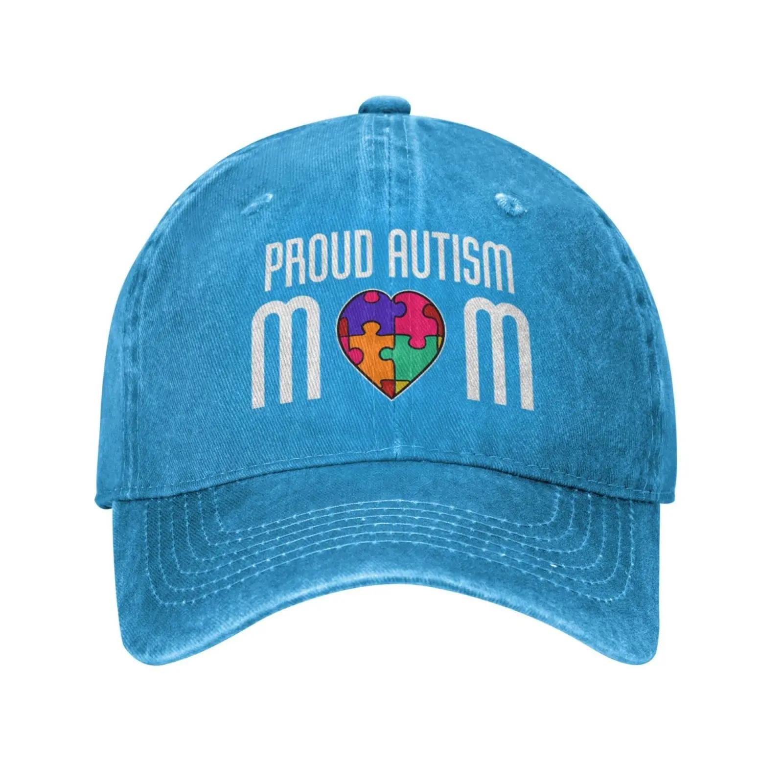 

Proud Autism mom Autistic Child Cowboy Hat Baseball Cap Women Trucker Men Dad Caps Adjustable Snap Back Hats Adjustable&>8Y синій