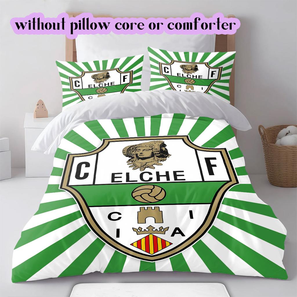 Elche CF Voetbal Patroon Beddengoed, Dekbed Set Dekbedovertrek Kussensloop Huis Verjaardagscadeau (1*dekbedovertrek+2*kussensloop, zonder vulling)