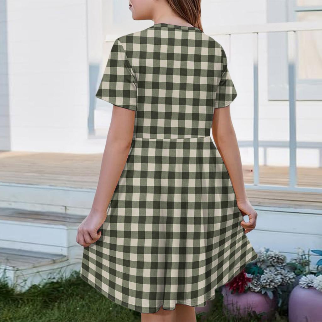 Mädchen Sommerkleid Farbe & Muster Kurzarmkleid Mit Tasche Freizeitkleid Kurze Ärmel Partykleid Ostertag