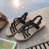 Women Shoes 2026 Summer Weave Non Slip Cross Tied Women Roman Sandals Womens Closed Toe Peep Toe Lightweight Beach Sandals