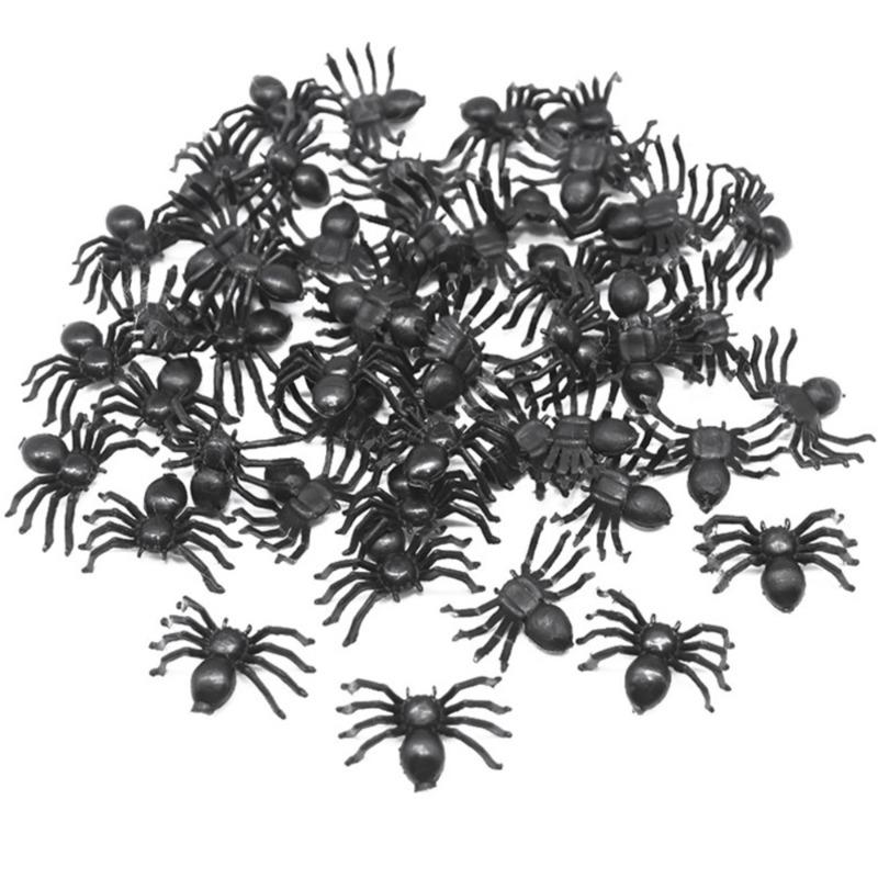 50 PCS Mini Plastic Spiders Small Fake Spiders Scary Realistic Spiders for Halloween Prank Props Decorations