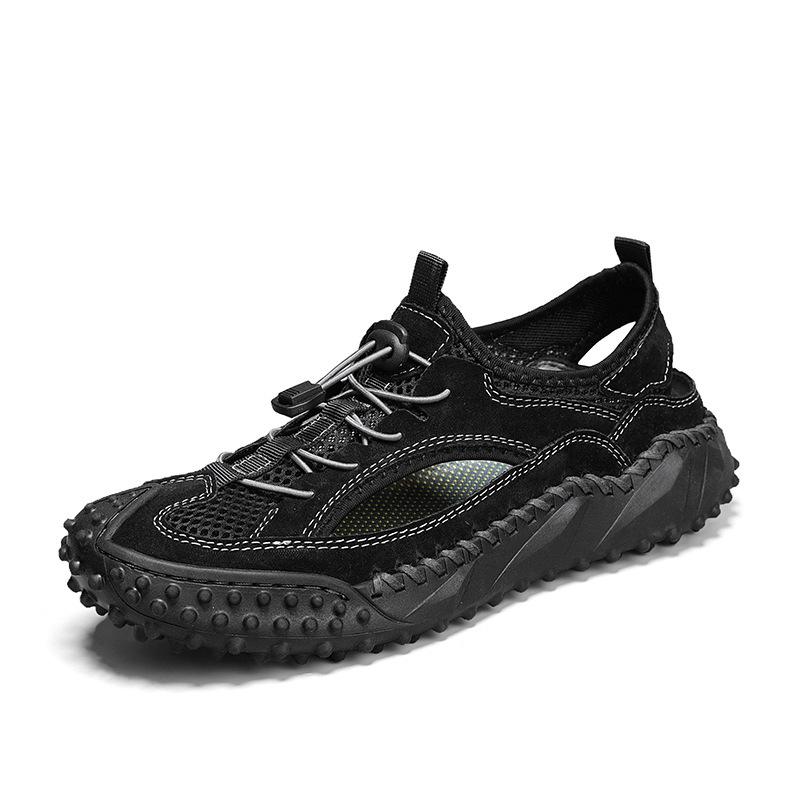 

Изъятие высококачественных кожаных сандалий Мужские дышащие туфли с полыми сетчатыми отверстиями 38 чёрный