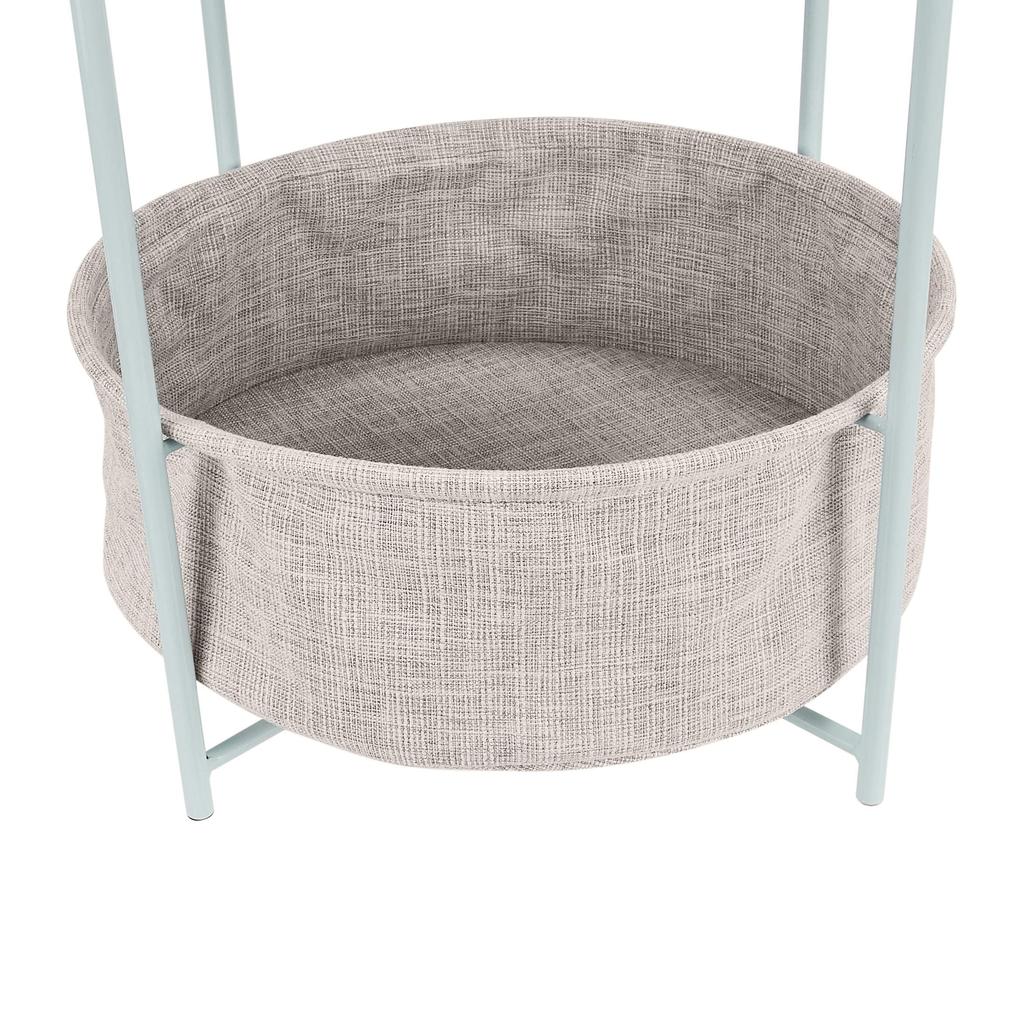 Amazon Basics Round Side Table with Storage Basket, Mint Green and Heather Gray, 48cm H x 44.96cm W x 44.96cm D