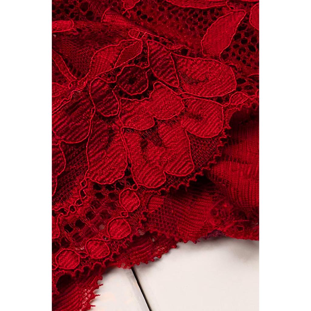 Damen-BH-Höschen-Set mit rotem Spitzenband