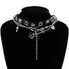 Y2K Spicy Girl Dark Star Leather Choker Necklace - Pure Desire Clavicle Chain