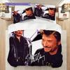 Rock Legend Johnny Hallyday Three-piece set (1 * duvet cover + 2 * pillowcase, without core) 2D Flat Bedding set Duvet cover and pillowcase