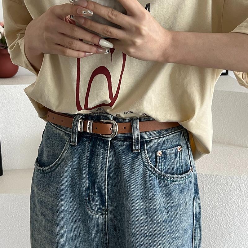 Retro Small Belt for Ladies, Ins Style, Versatile Denim Belt, Thin Black Decoration, Simple Belt, Soft Belt for Women
