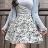 Spring and Summer Large-size White Chiffon Floral Short Skirt Versatile Korean Slim A-line Short Skirt Cake Skirt