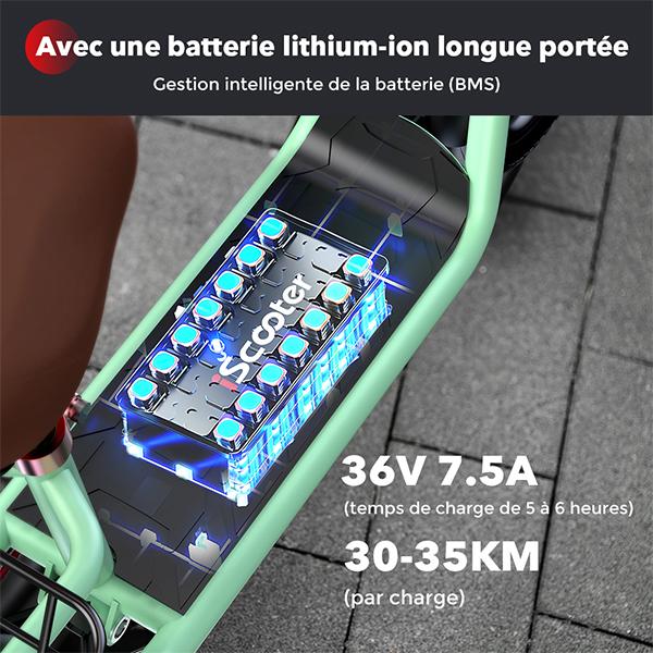 iScooter Electric Scooter I12 25KM/H 500W 7.5Ah 12 Inch Pneumatic Road Tire 30-35KM Range with Basket GREEN Color