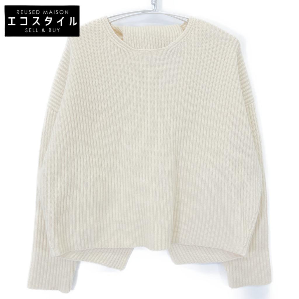 Celine 2 3BX8/6806 Ivory Wool Cashmere Phoebe Period Open Bag Design Knit Tops XS IvoryUsed