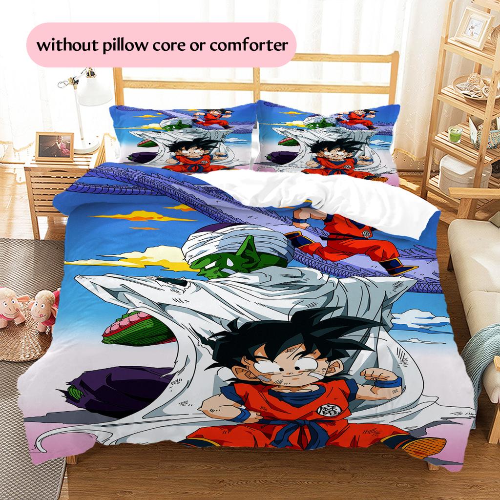 Povlečení s motivem postav z Dragon Ball Domácí dekorace Narozeninový dárek (1 * povlak na peřinu + 2 * povlak na polštář, bez jádra)