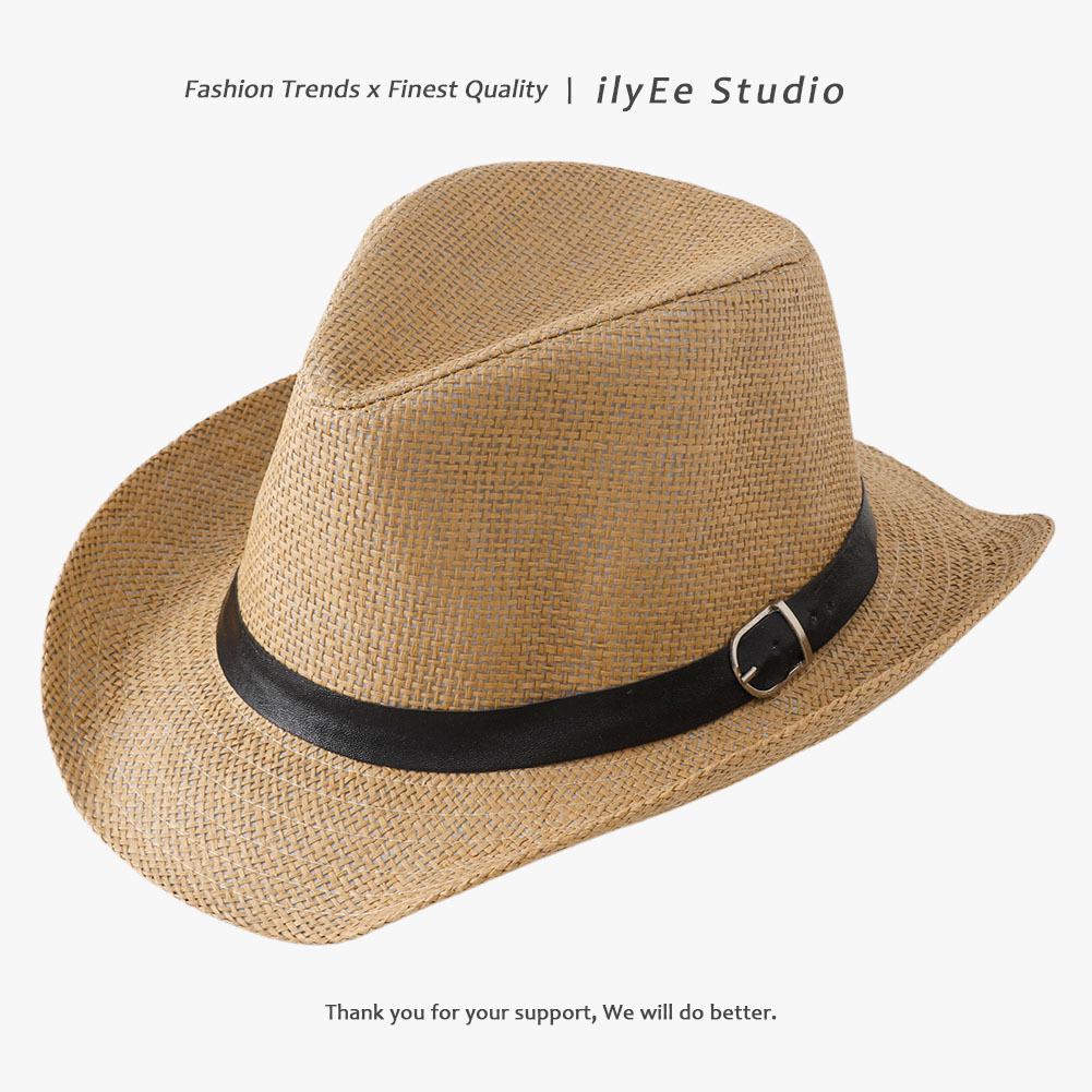 Men's and Women's Summer Straw Fedora - Sunshade Panama Beach Hat with Sunscreen Protection