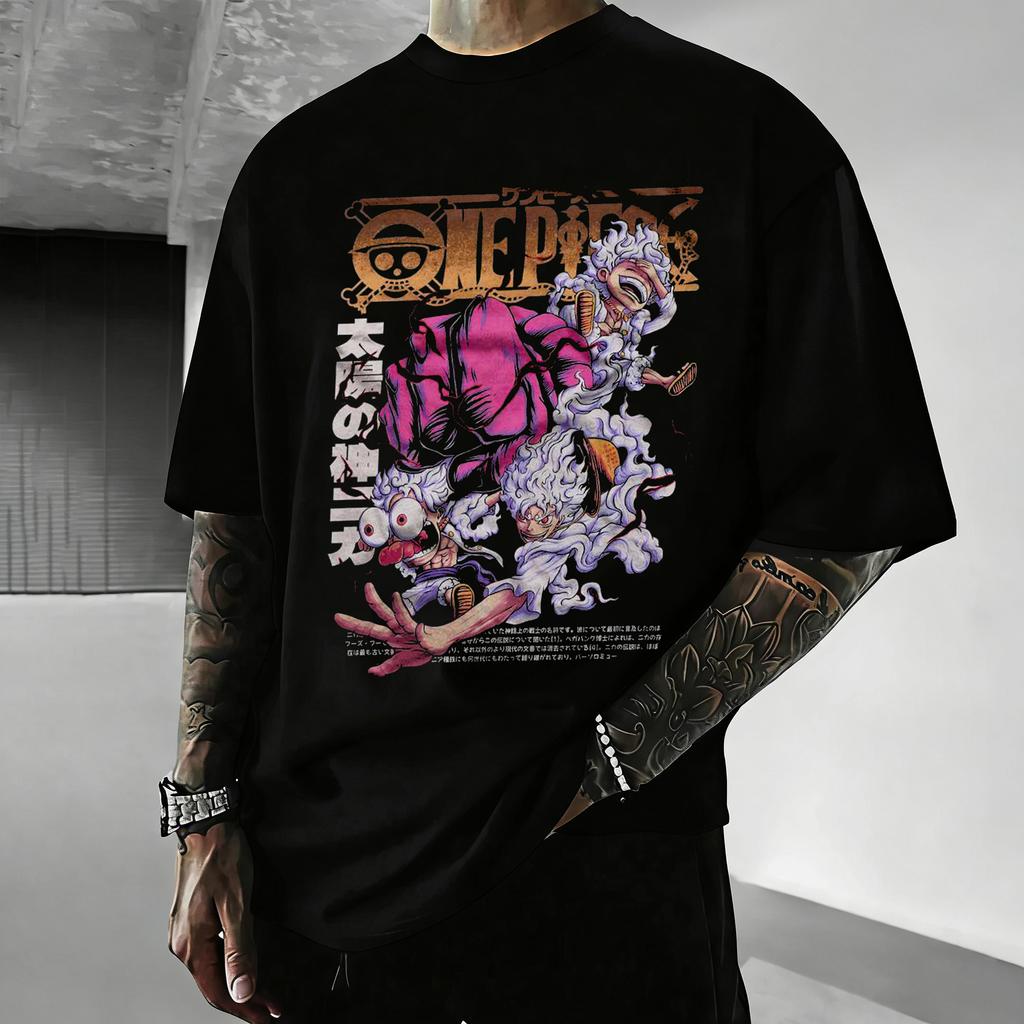 One Piece Anime Luffy Gear5 Print T Shirt Unisex Unisex Cotton Short Sleeve Summer Y2k Graphic Tee Casual Streetwear Oversized Tops