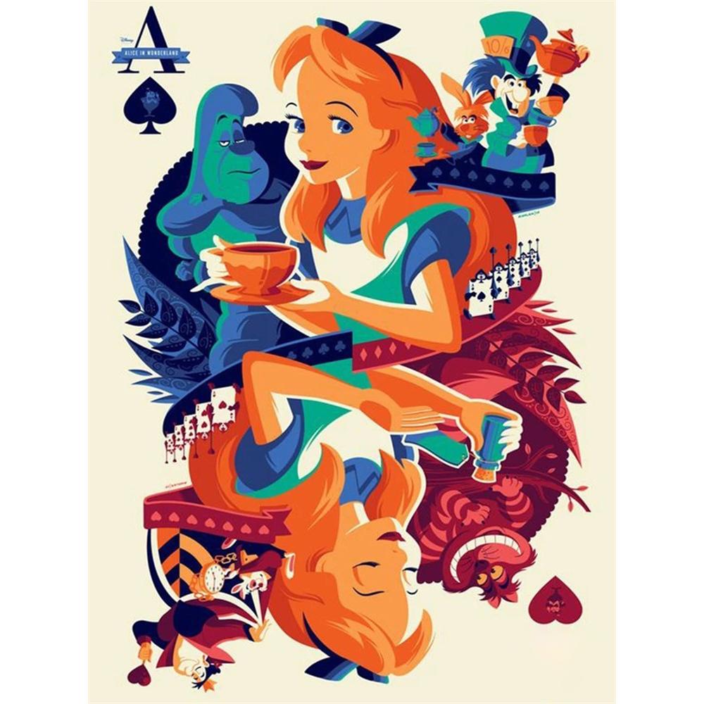 

Disney Diamond Painting Alice in Wonderland Playing Card Artwork Cute DIY Rhinestone Mosaic Cross Stitch Kit Embroidery Gift Home Decor Round 20x30cm