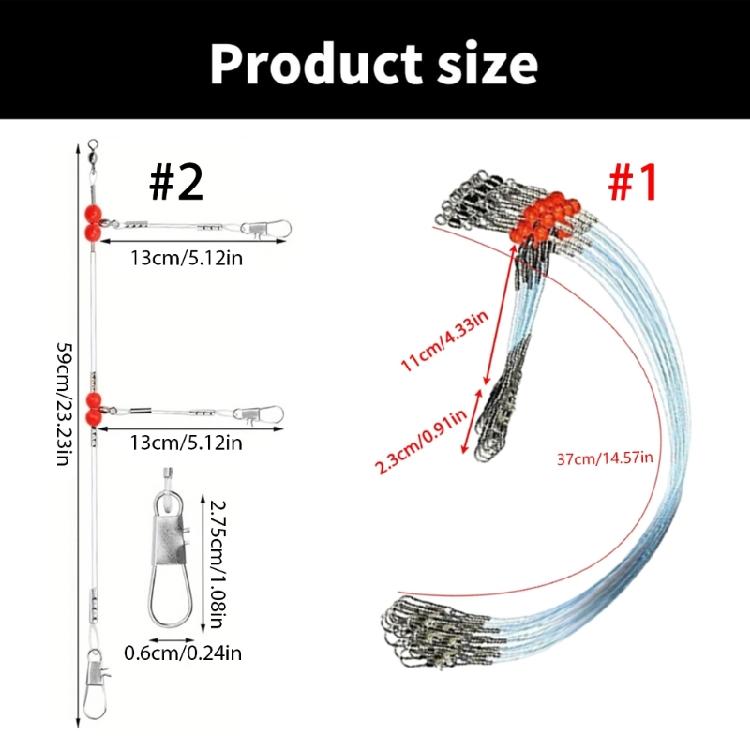 6Pcs Fishing Leaders Fishing Wire Leader Line Rig with Swivels Snap Fishing Rigs Nylon Wire Leader for Lures Baits Hooks
