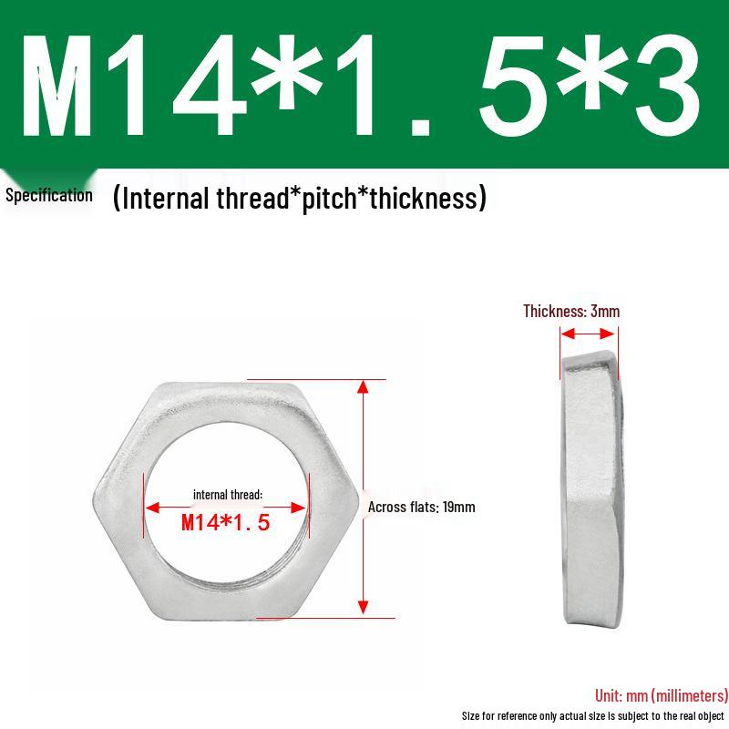 GB808 White Zinc Hex Thin Nut, Fine Thread, Lamp-Type, M6-M30
