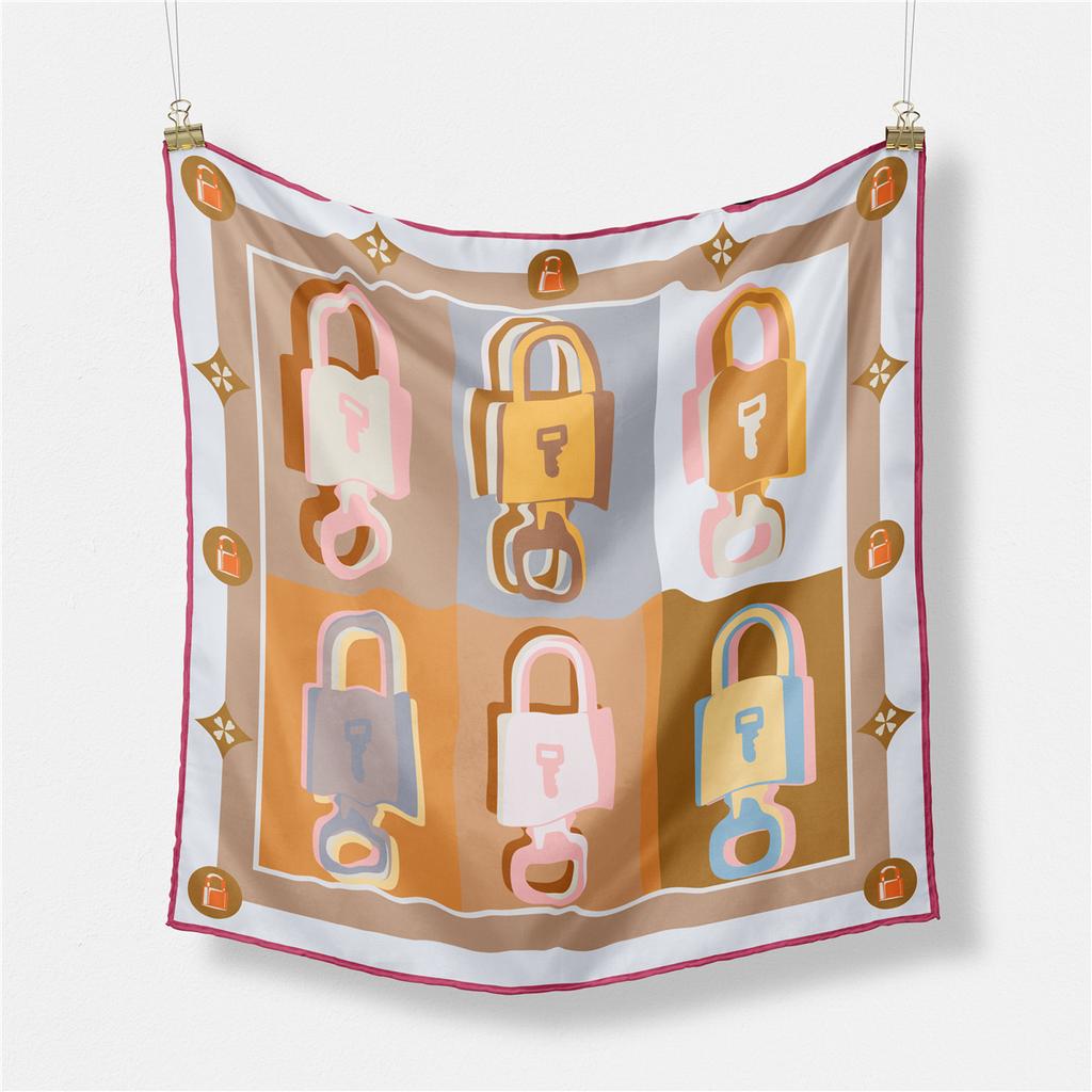 53Cm Accessories Fashion  Scarves 100% Twill Silk Scarves Women Design Tie Neckerchief Hijabs Square Scarf Shawls Warps