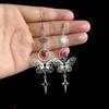 Mystical Silver Moth and Moon Phase Gothic Earrings