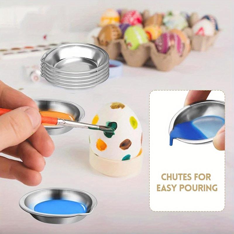 10Pcs Stainless Steel Painting Color Bowls Oil Paint Trays Paint Color Mixing Cups Color Mixer Children Diy Painting Tools