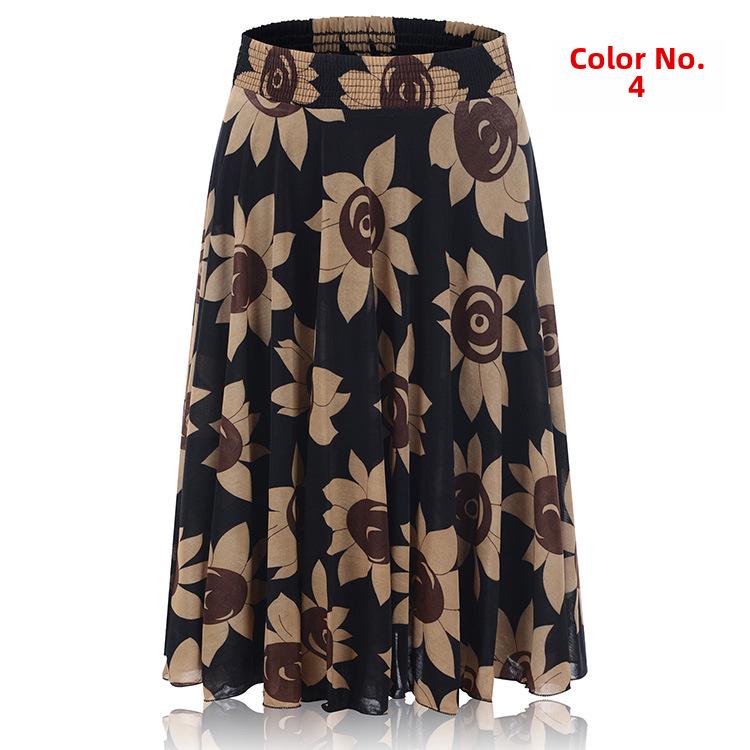 

Летняя юбка из ледяного шелка с эластичной талией для женщин среднего и пожилого возраста One Size