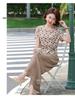 Mother's Summer Outfit: Elegant Short-Sleeve T-Shirt & Wide-Leg Pants Set for Mature Women