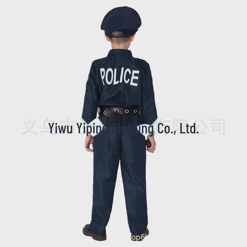 Children's Embroidered Police Officer Costume: Jacket Uniform for Role Play & Halloween