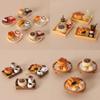 Realistic Dollhouse Miniature Coffee & Pastry Set Food Tray Accessory for Doll House Diorama Art Decor Collection Gift