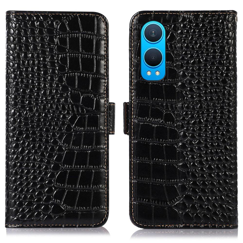 For OnePlus Nord CE4 Lite 5G/Oppo K12x 5G (China) Case Genuine Cow Leather RFID Blocking Wallet Cover