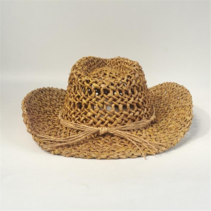 Elegant Openwork Straw Victorian Hat With Adjustable Tie For Women Outdoor Beach Vacation Gardening Activities