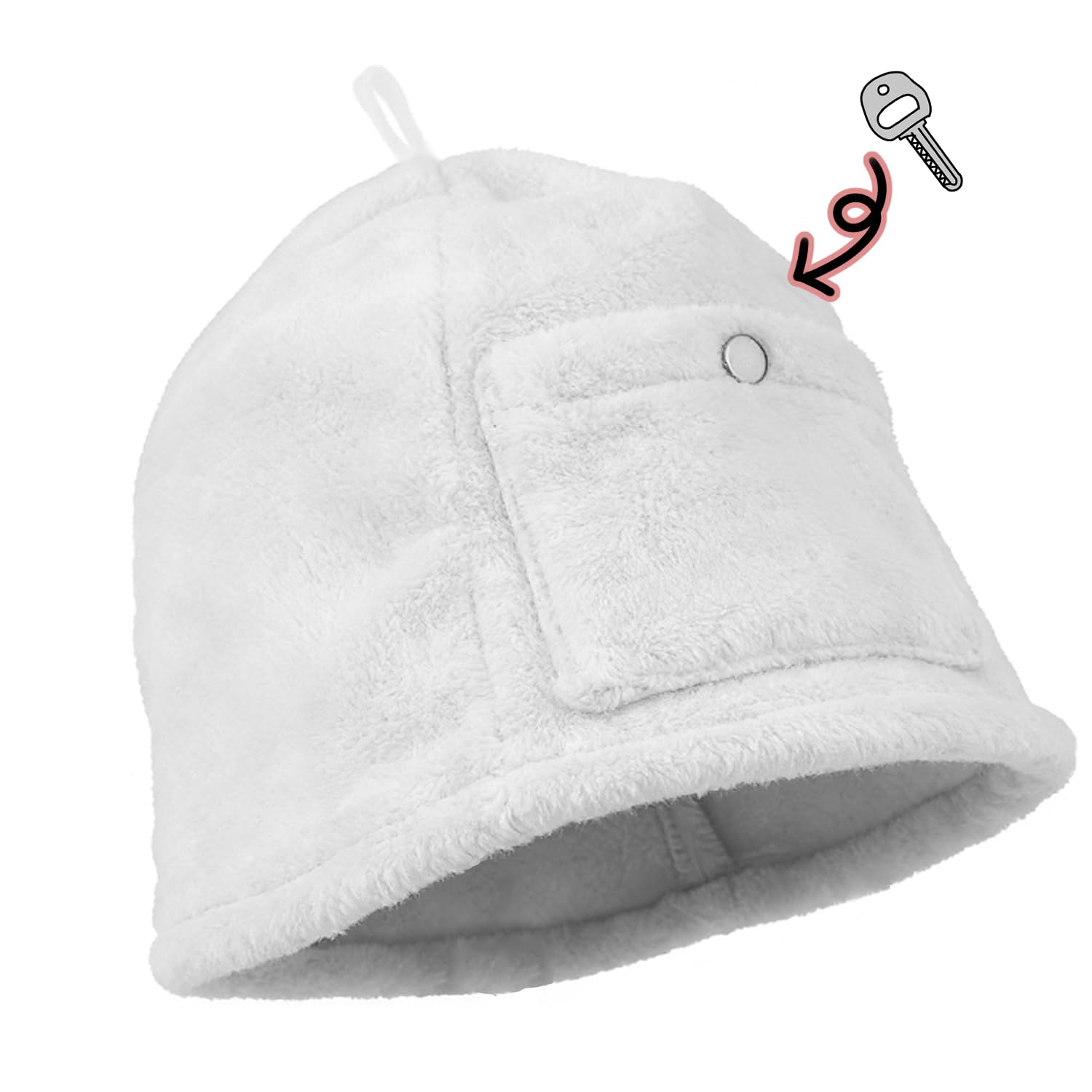 JUNXINHENGFA Sauna Stylish Sauna Accessories for Men and with Prevents Hair Damage Hat, Women, Pocket, Deep, Large, (White) белый