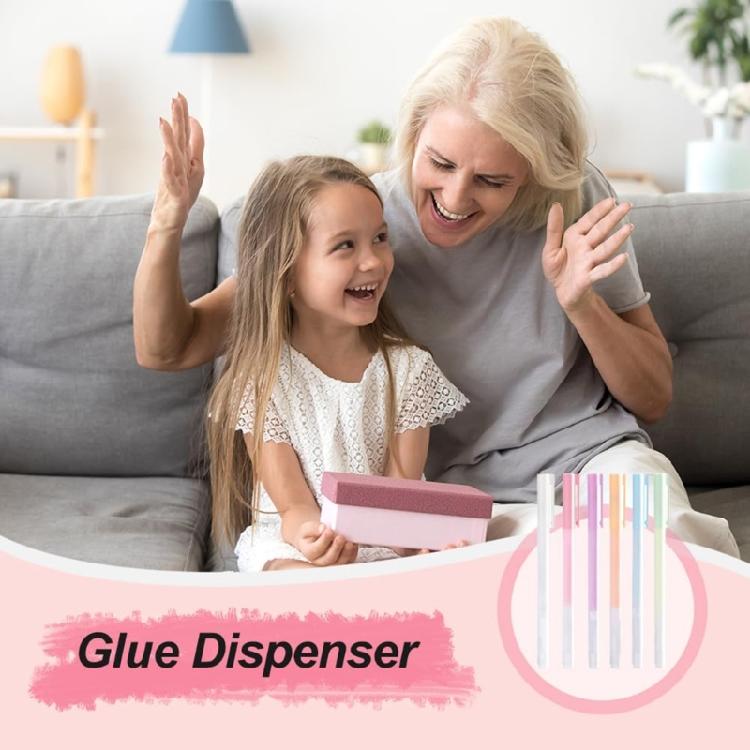 12Pcs 6 Color Roller Glues Pen Quick Dry Drying Adhesive Apply Glues Like Writing for Art Craft Card Making Scrapbooking