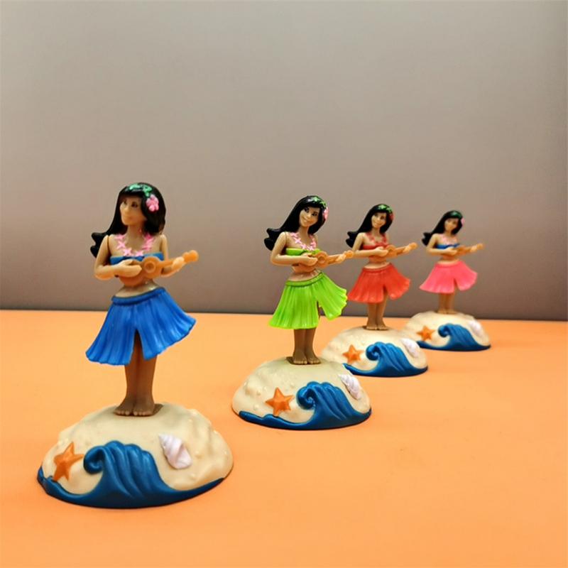 Cartoon Automotive Trim Tabletop Ornaments Hawaiian Girl Dashboard Doll Figurine For Car interior Home Office Desk Bedroom