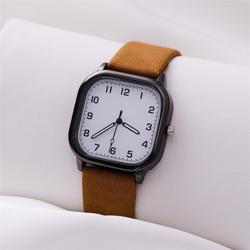 

Унисекс Квадратные Кварцевые Модные Часы с Ремешком из Искусственной Кожи