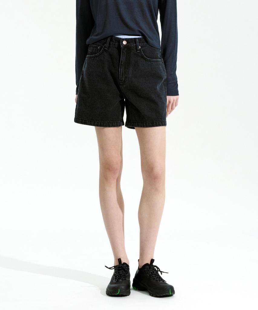 Loukeullaesig Classic Denim Shorts_Washed Black_Lc252Pt21Bk