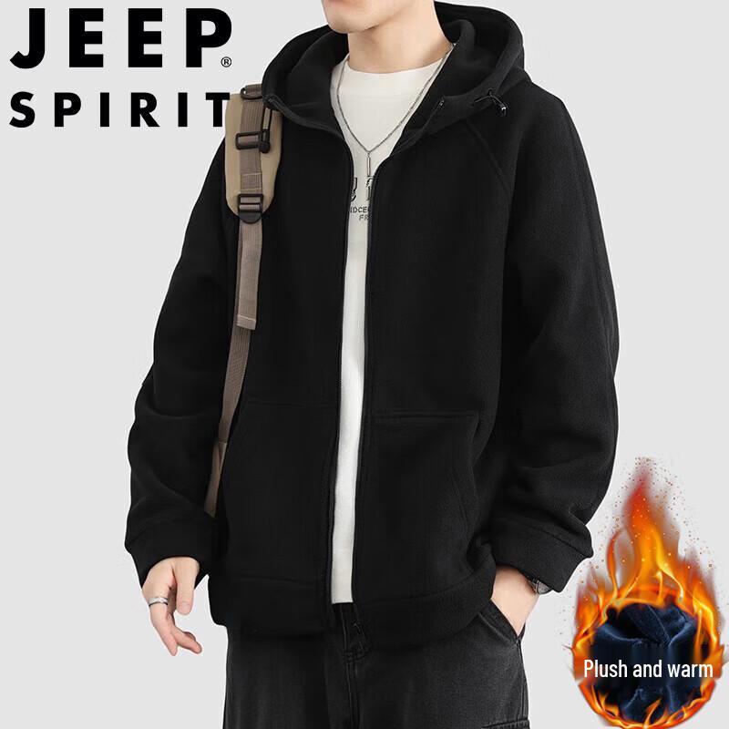 Мужской флисовый кардиган-толстовка с капюшоном JEEP SPIRIT 3XL чёрный
